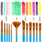 int!rend Pinselset 16-teilig - 12 Premium Malpinsel + 2 Mischpaletten + 1 Schwamm + 1 Bleistift - Set Künstler Pinsel für Acrylfarben Aquarell Ölfarben - Zubehör Malen & Schule